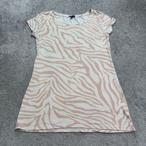 ART Intimates Zebra Mini T-Shirt Dress Womens Medium Beige Animal Print Casual